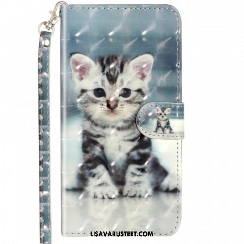 Flip Case Samsung Galaxy A53 5G Suojaketju Kuori Strappy Kitten