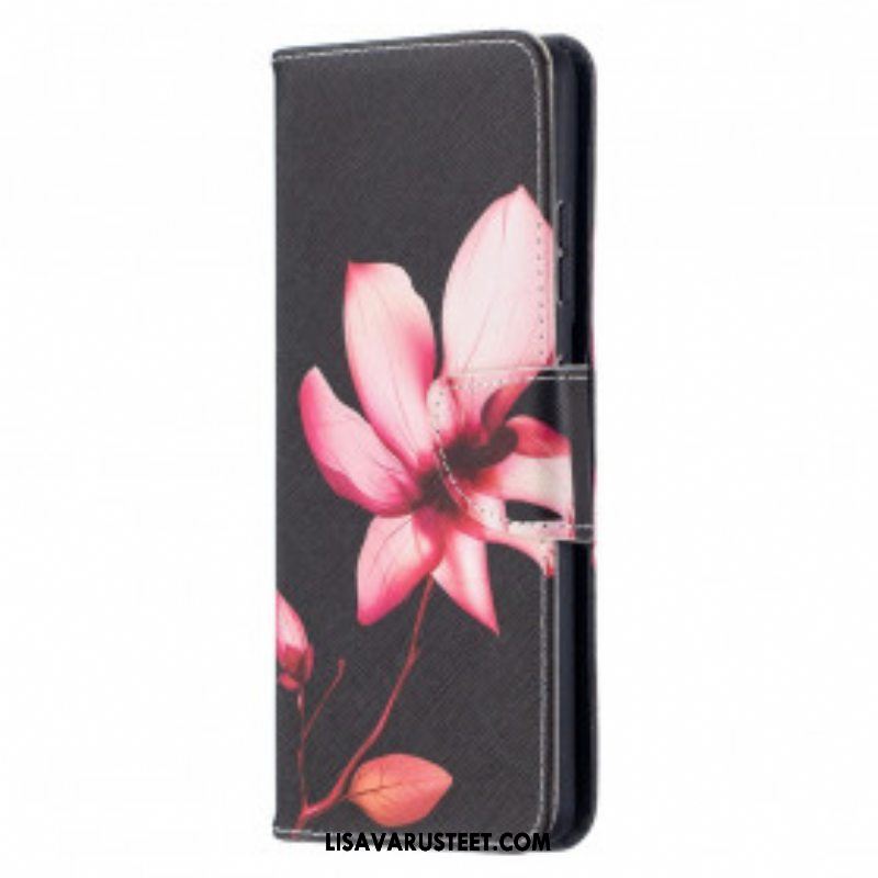 Flip Case Samsung Galaxy S21 Ultra 5G Vaaleanpunainen Kukka