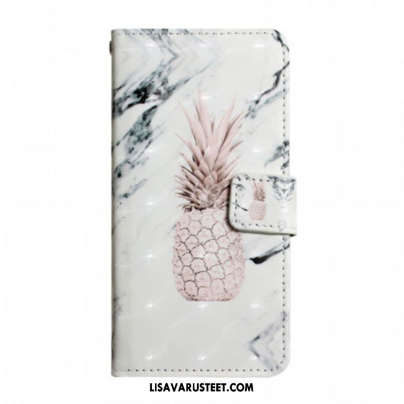 Flip Case Samsung Galaxy S22 5G Vaaleatäpläinen Ananas