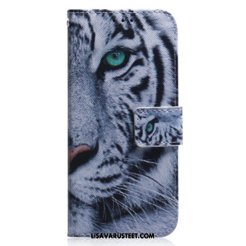 Flip Case Xiaomi Redmi Note 12 5G Suojaketju Kuori Strappy White Tiger