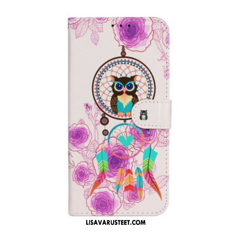 Flip Case iPhone 13 Mini Suojaketju Kuori Strappy Owl Mandala