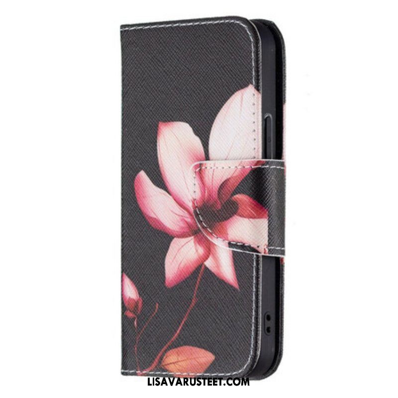 Flip Case iPhone 13 Mini Vaaleanpunainen Kukka