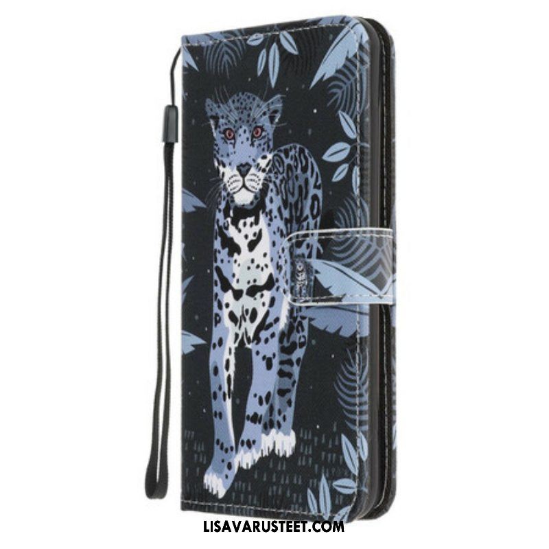 Flip Case iPhone 13 Pro Suojaketju Kuori Strappy Leopard