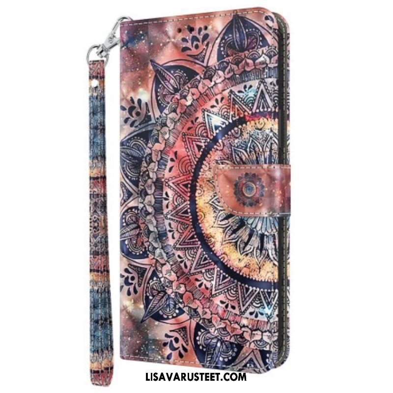 Flip Case iPhone 15 Pro Suojaketju Kuori Mandala Hihnalla