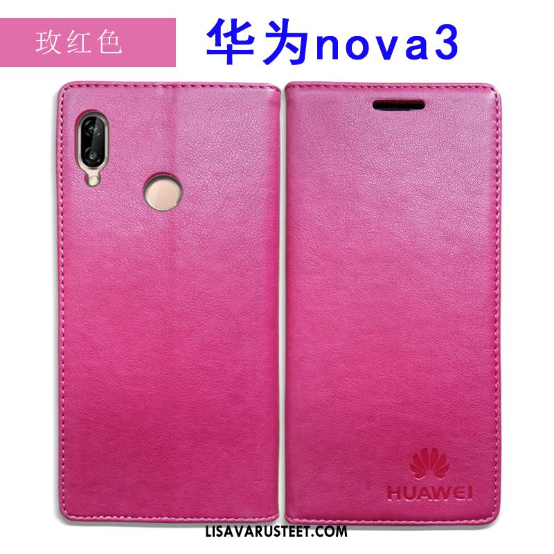 Huawei Nova 3 Kuoret Kotelo Punainen Nahkakotelo All Inclusive Kuori Halpa