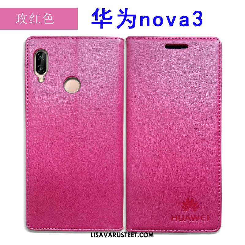 Huawei Nova 3 Kuoret Kotelo Punainen Nahkakotelo All Inclusive Kuori Halpa