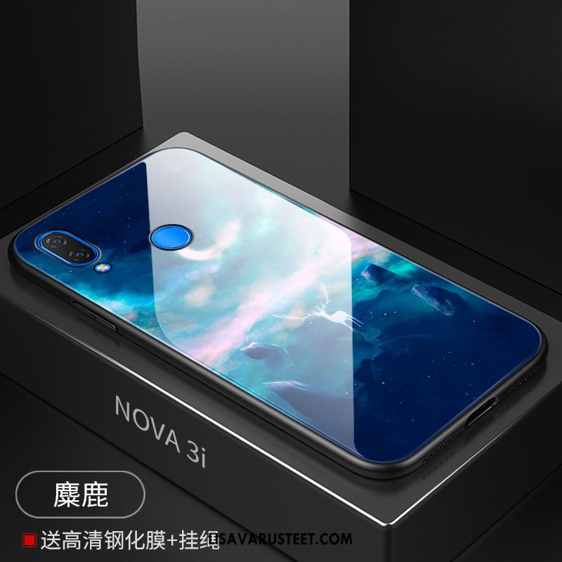 Huawei Nova 3i Kuoret Suojaus Pehmeä Neste Sininen Tila Pesty Suede Verkossa