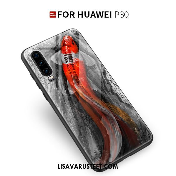 Huawei P30 Kuoret Lasi Kuori Silikoni Puhelimen Punainen Osta