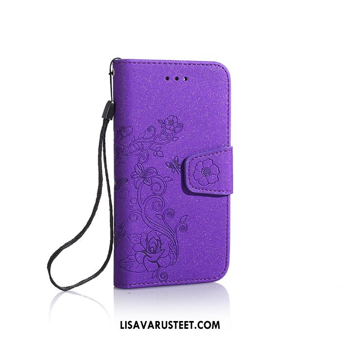 Huawei Y6 2018 Kuoret Luova Pesty Suede Nahkakotelo Violetti Kuori Osta