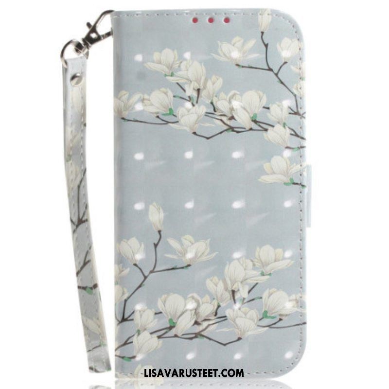 Kotelot OnePlus Nord 2T 5G Suojaketju Kuori Strappy Magnolia Flowers