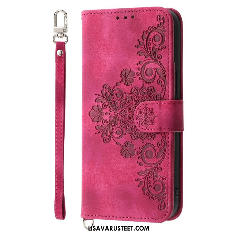 Kotelot Oneplus 13r Mokkanahkainen Pitsikuvio Jossa Hihna Ja Olkahihna Suojakuori