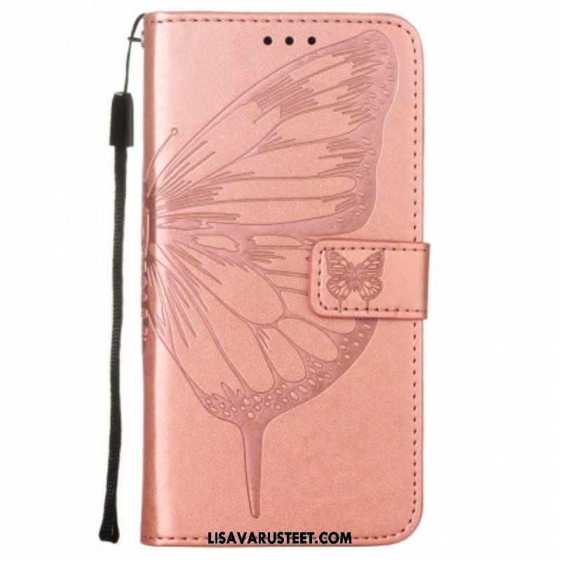 Kotelot Samsung Galaxy A52 4G / A52 5G / A52s 5G Butterfly Design Kaulanauhalla