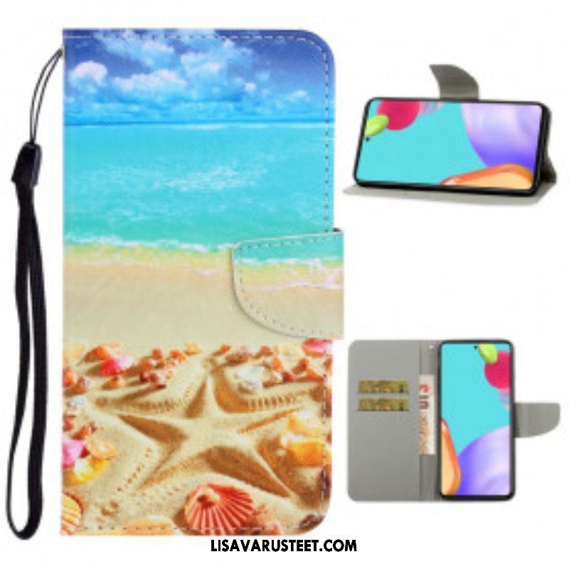 Kotelot Samsung Galaxy A52 4G / A52 5G / A52s 5G Suojaketju Kuori Lanyard Beach