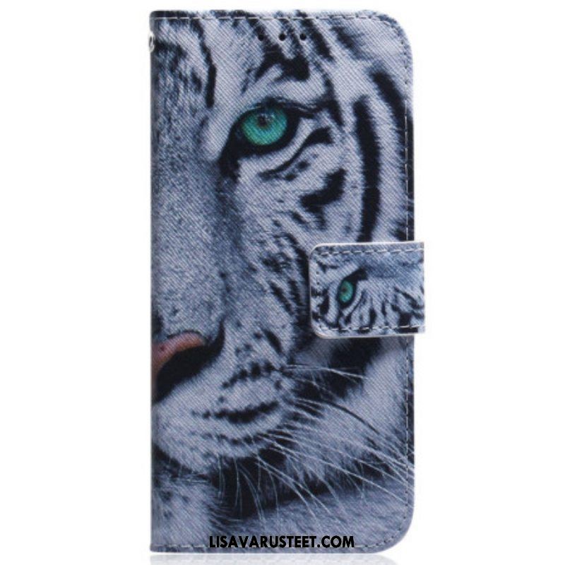 Kotelot Samsung Galaxy M13 Suojaketju Kuori Strappy White Tiger