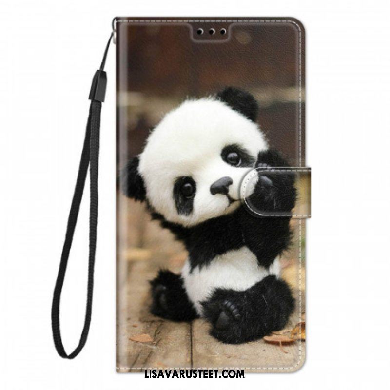 Kotelot Samsung Galaxy M53 5G Suojaketju Kuori Pikku Panda Hihnalla