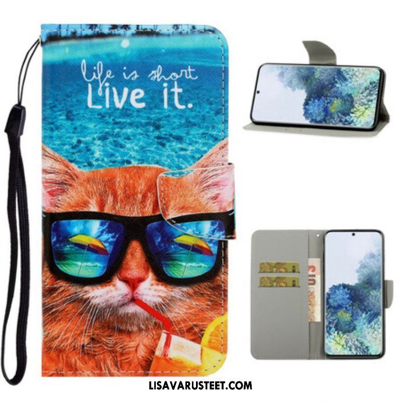 Kotelot Samsung Galaxy S21 5G Suojaketju Kuori Cat Live It Strappy