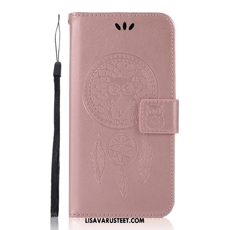 Kotelot Samsung Galaxy S22 Ultra 5G Nahkaefekti Dreamcatcher Owl