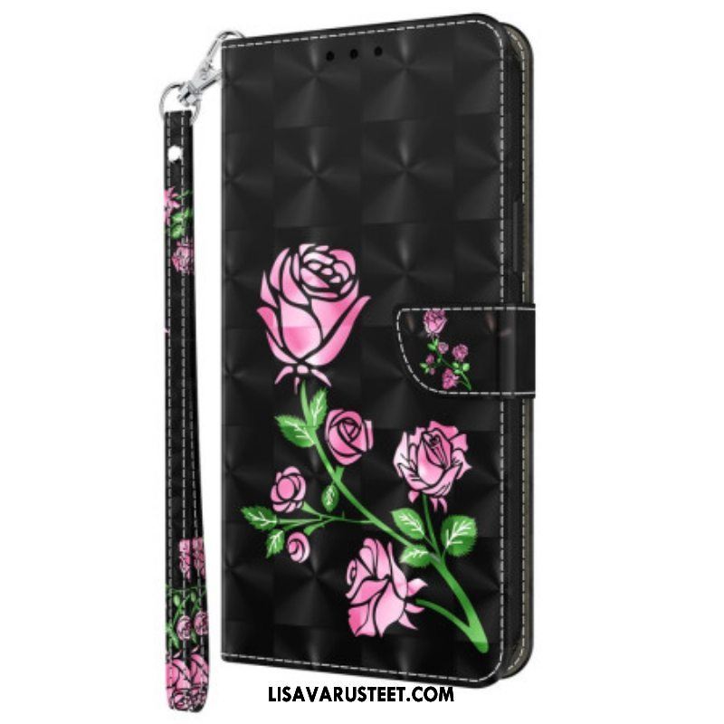 Kotelot Samsung Galaxy S23 5G Suojaketju Kuori Strappy Graphic Rose