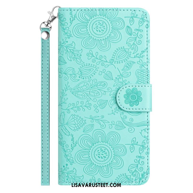 Kotelot Samsung Galaxy S25 Fe Kukkaiskuvio Ja Hihna