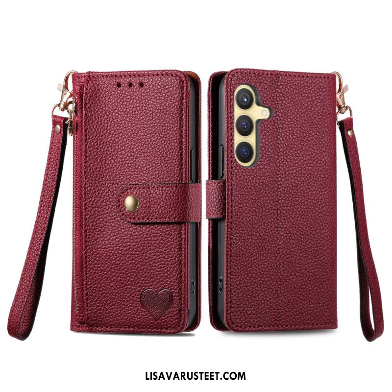 Kotelot Samsung Galaxy S25 Plus 5g Nahkalompakko Jossa Rfid-suojattu Vetoketjutasku Suojakuori