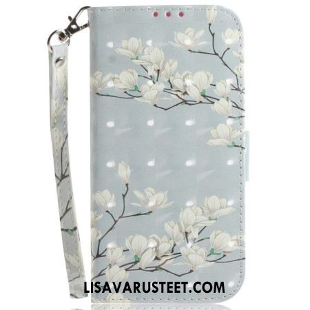 Kotelot Sony Xperia 10 Vii Valkoiset Magnoliat -hihnakorko