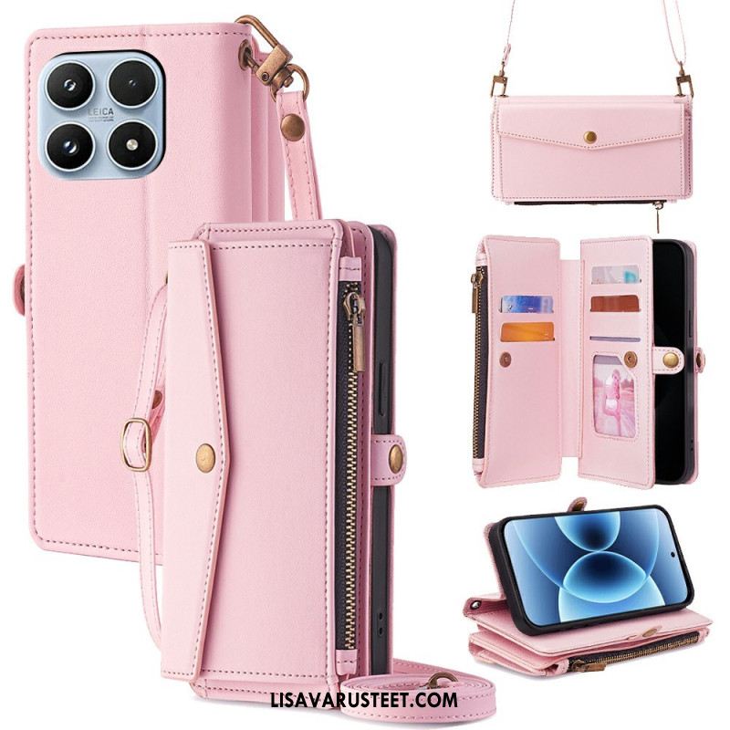 Kotelot Xiaomi 17 Lompakko Olkahihnalla Ja Nauhalla