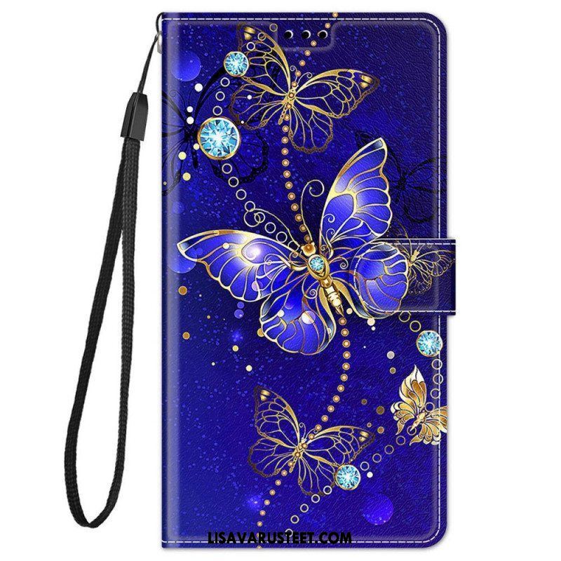 Kotelot Xiaomi Redmi Note 11 Pro Plus 5G Suojaketju Kuori Strap Butterflies Fan