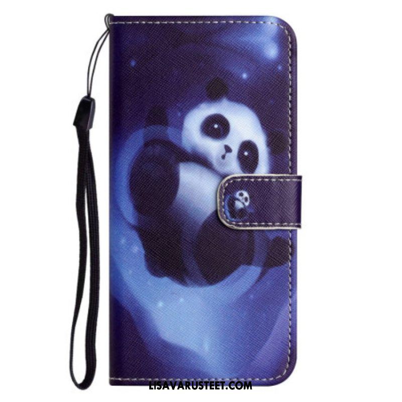 Kotelot iPhone 14 Plus Suojaketju Kuori Panda Avaruudessa Kaulanauhan Kanssa