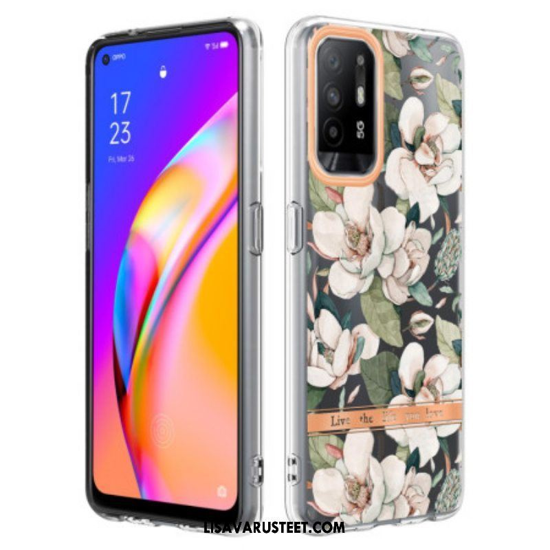 Kuori Oppo A94 5G Pionien Kukkia