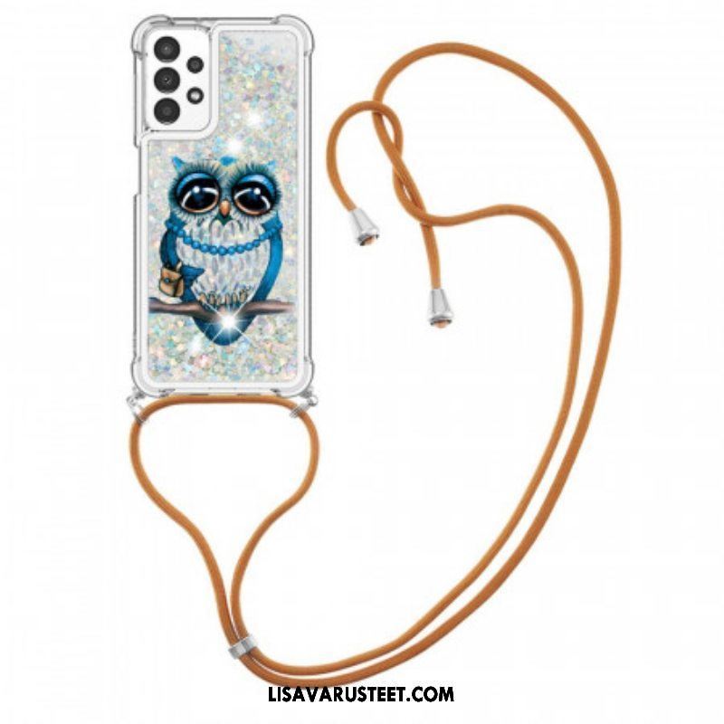 Kuori Samsung Galaxy A13 Kiristysnyörillä Paljetti Kiristysnyöri Miss Owl