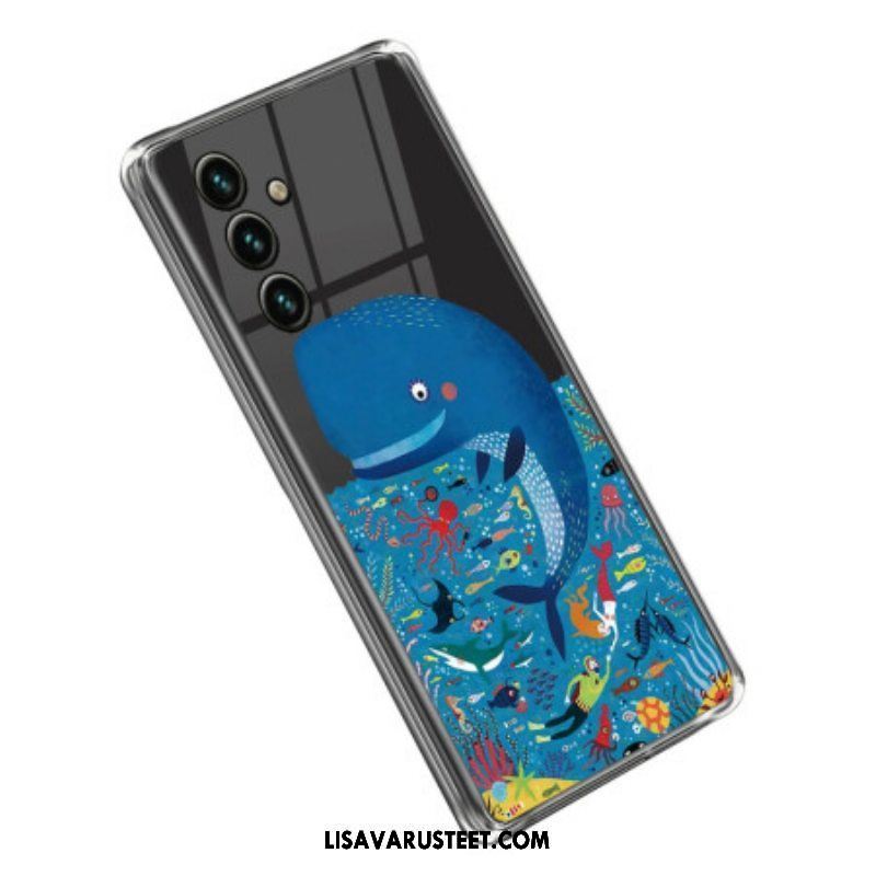 Kuori Samsung Galaxy A14 / A14 5G Läpinäkyvä Värikäs Valas