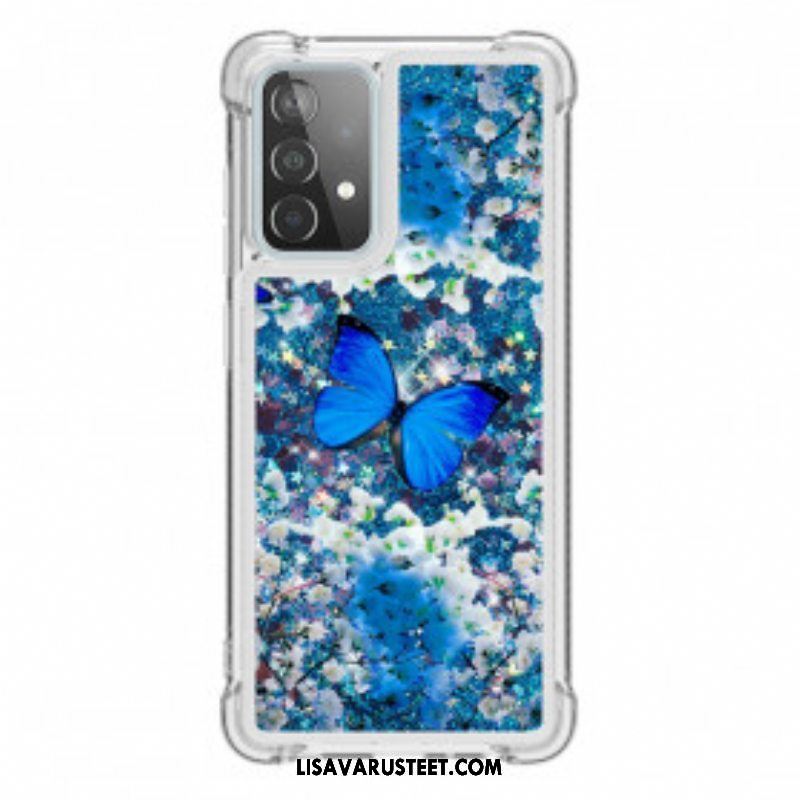 Kuori Samsung Galaxy A52 4G / A52 5G / A52s 5G Glitter Blue Perhoset