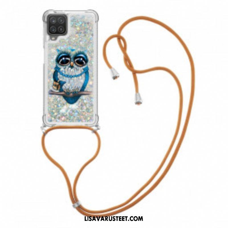 Kuori Samsung Galaxy M12 / A12 Kiristysnyörillä Paljetti Kiristysnyöri Miss Owl