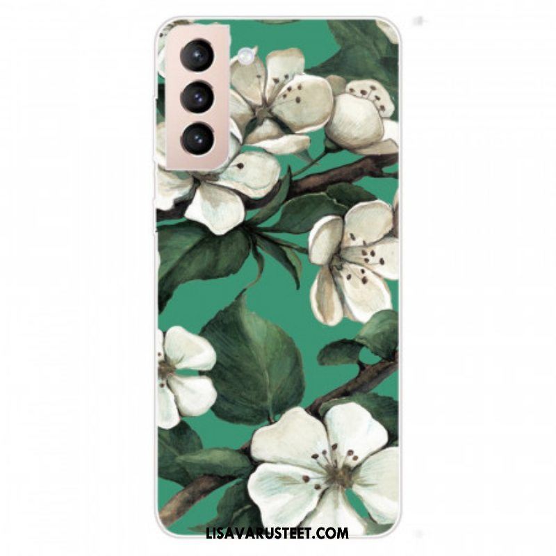 Kuori Samsung Galaxy S22 Plus 5G Maalattuja Valkoisia Kukkia
