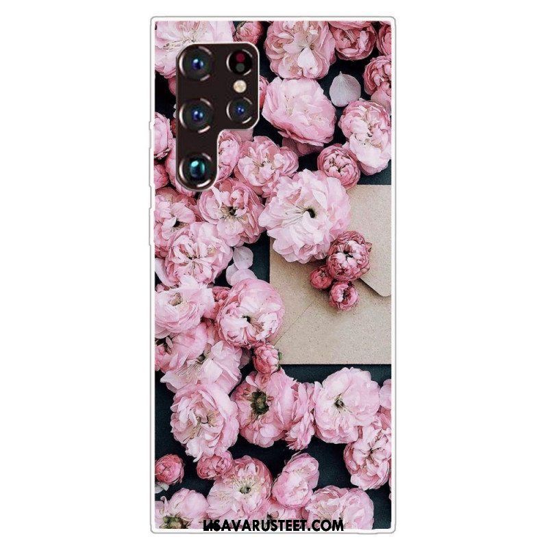 Kuori Samsung Galaxy S22 Ultra 5G Vaaleanpunaiset Kukat