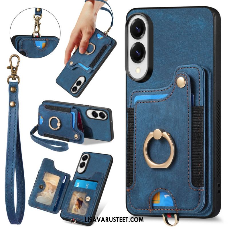 Kuori Samsung Galaxy S25 5g Edge Retro Rfid-korttikotelo Ja Hihna