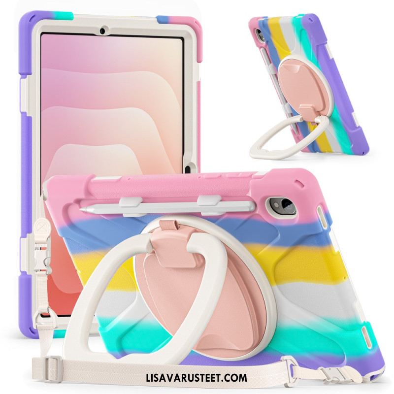 Kuori Samsung Galaxy Tab S11 Kolminkertainen Suojaus Olkahihnalla Ja Sormuspidikkeellä