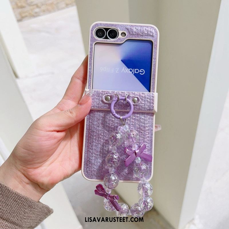 Kuori Samsung Galaxy Z Flip 7 Fe Keinonahkainen Ja Uniikki Rannehihna Suojakuori