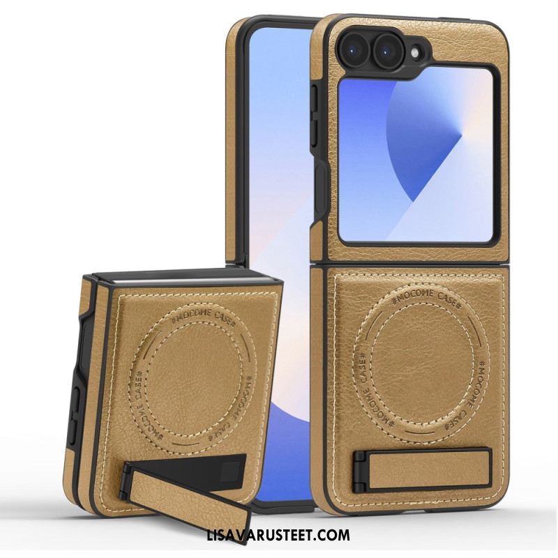 Kuori Samsung Galaxy Z Flip 7 Fe Magsafe-yhteensopiva Nahkaefekti Jalusta