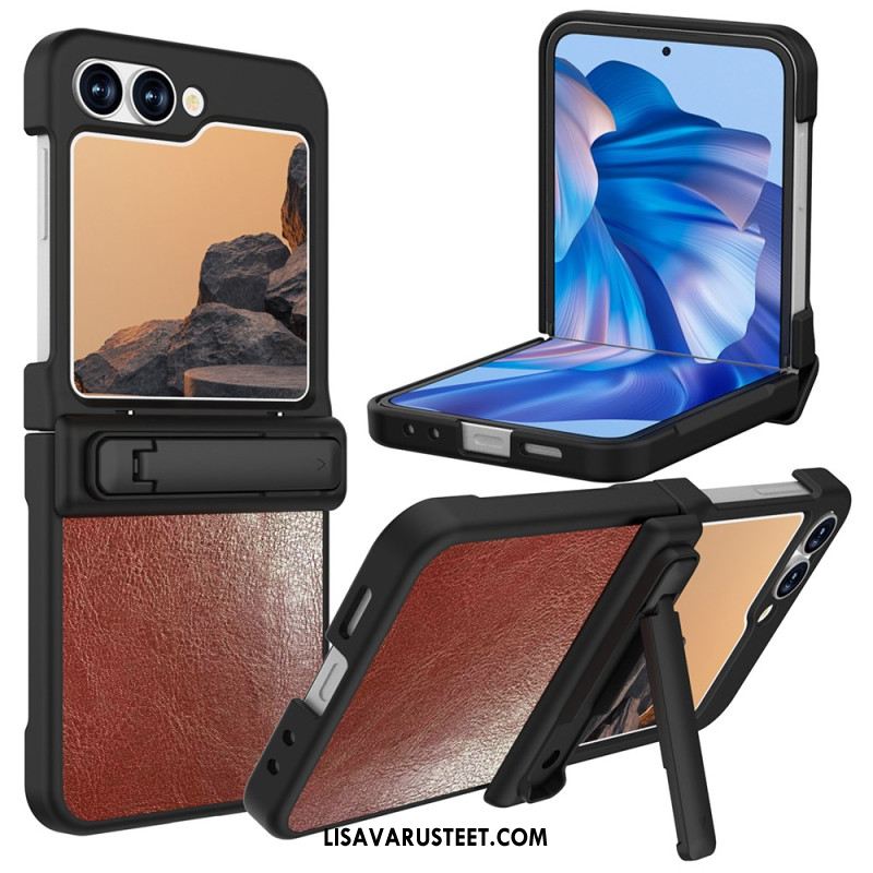 Kuori Samsung Galaxy Z Flip 7 Fe Nahkakuvio Jalustalla