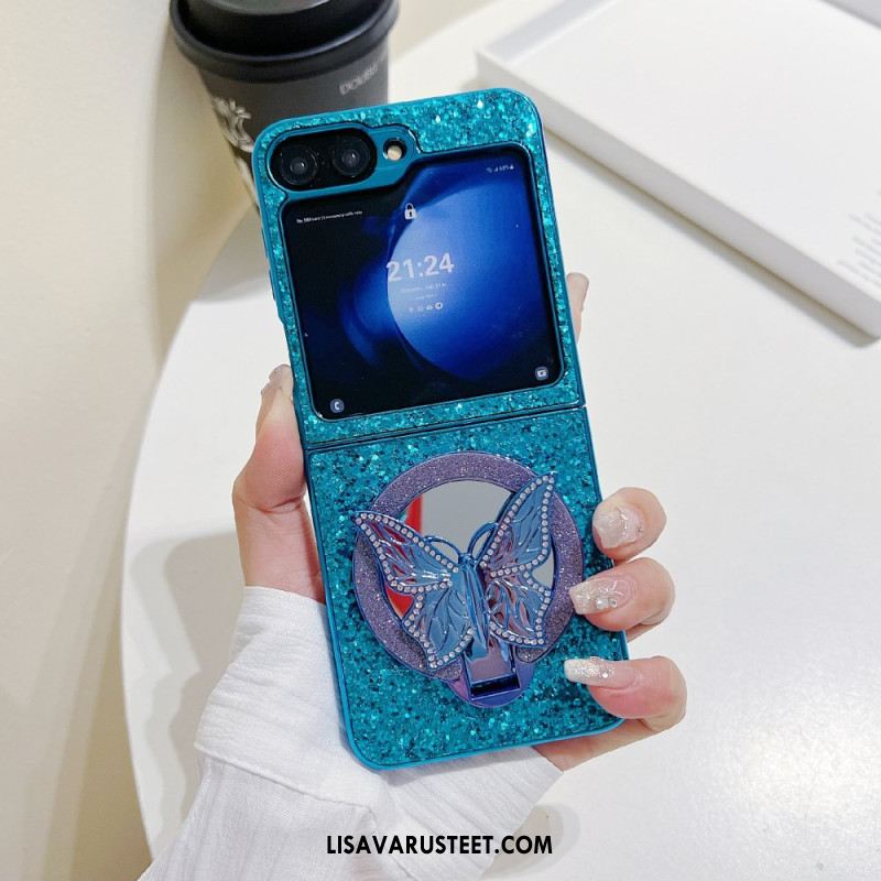 Kuori Samsung Galaxy Z Flip 7 Fe Strassilla Koristeltu Perhosjalusta