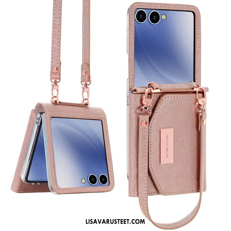 Kuori Samsung Galaxy Z Flip 7 Lompakko Ja Hihna Suojakuori