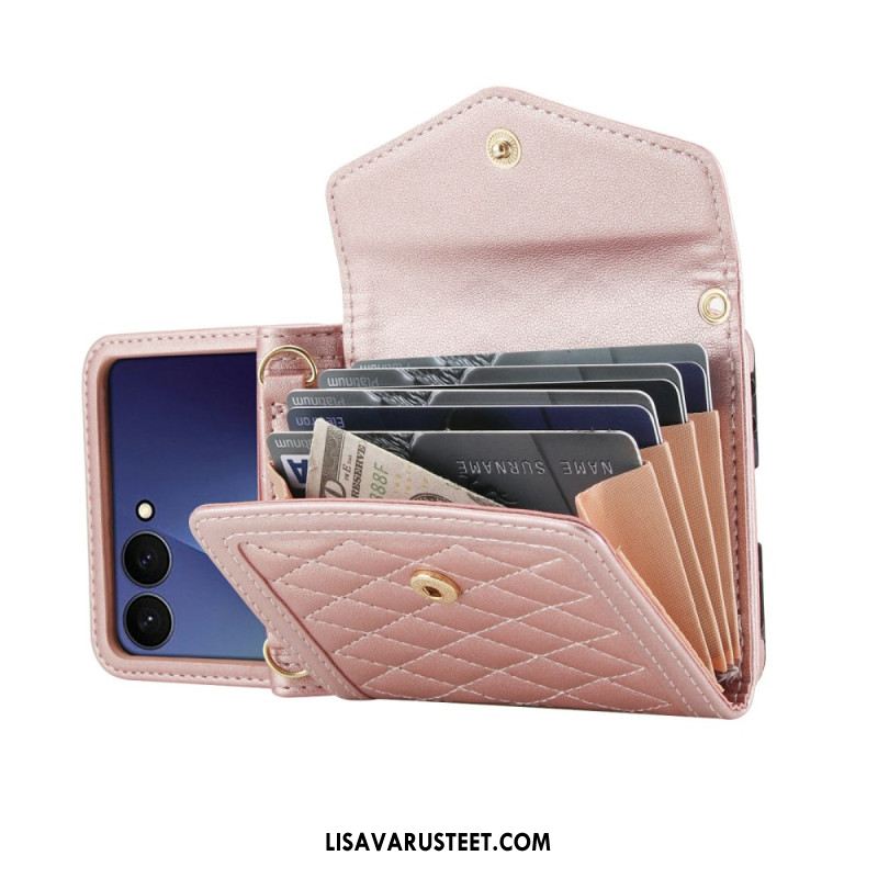 Kuori Samsung Galaxy Z Flip 7 Pehmustettu Korttikotelo Ja Olkahihna