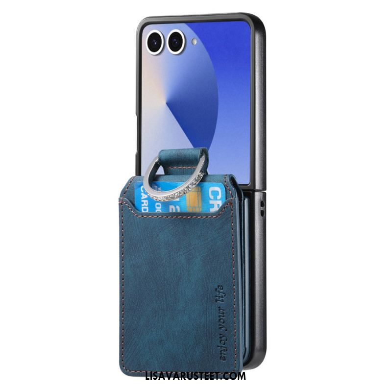 Kuori Samsung Galaxy Z Flip 7 Vintage-efektinen Korttikotelo Ja Pidike Suojakuori