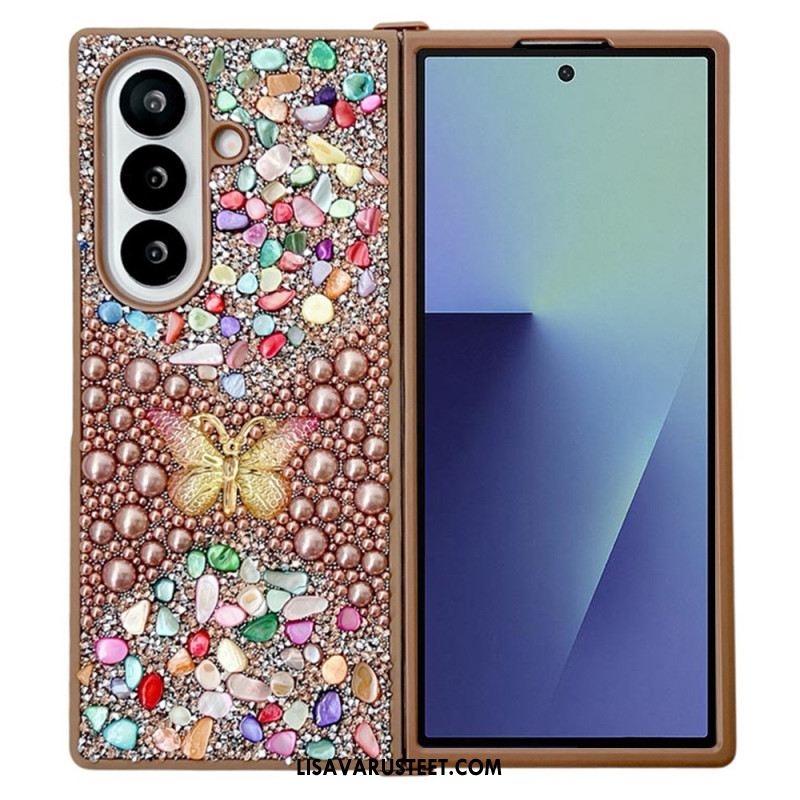 Kuori Samsung Galaxy Z Fold 7 Strassilla Koristeltu Perhonen