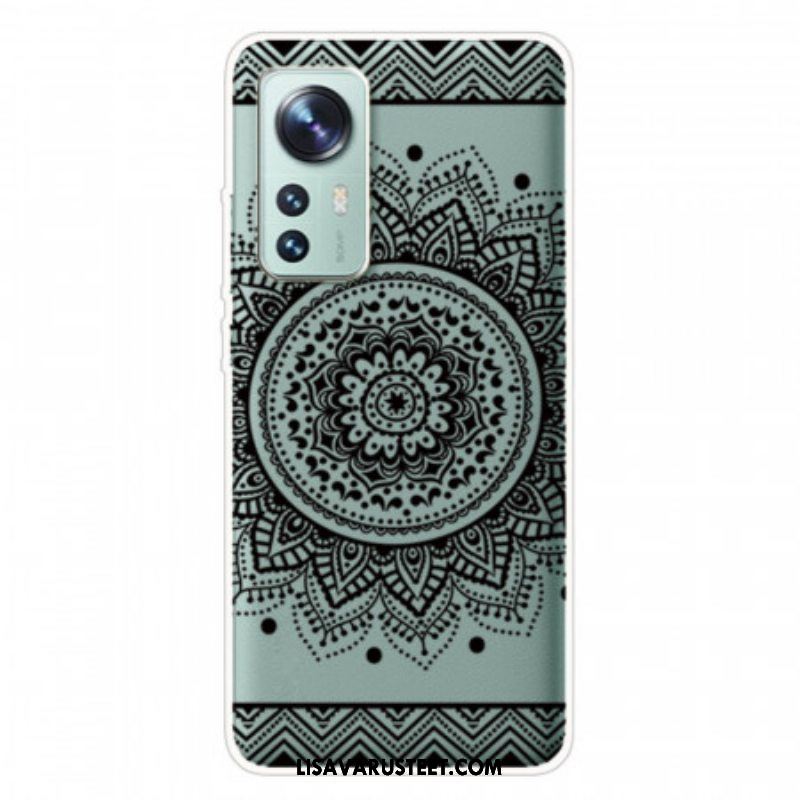 Kuori Xiaomi 12 Pro Silikoni Mandala Musta