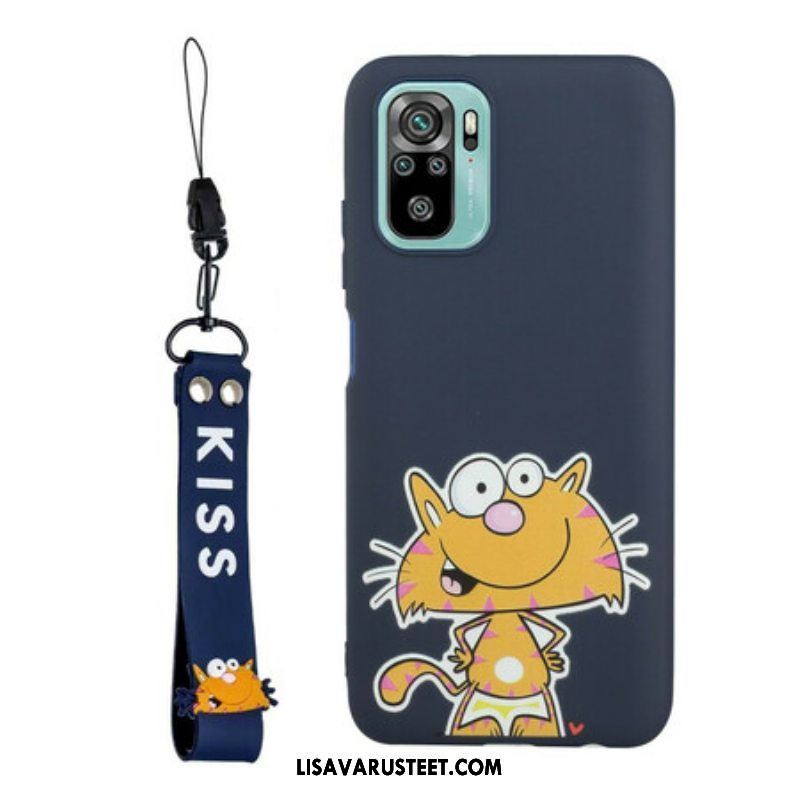 Kuori Xiaomi Redmi Note 10 / 10S Cat With Lanyard Kiss