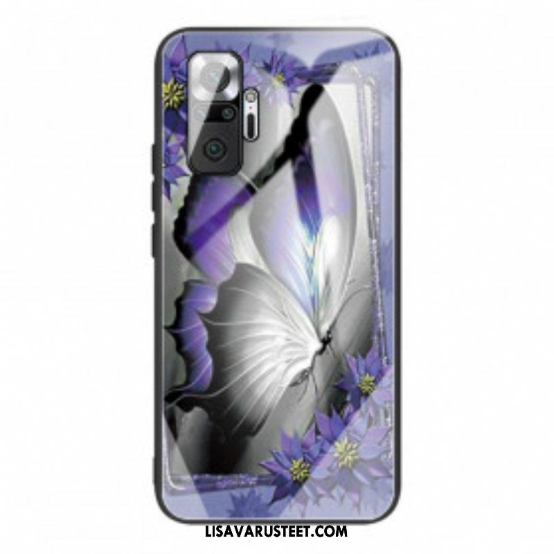 Kuori Xiaomi Redmi Note 10 Pro Purple Butterfly Karkaistu Lasi