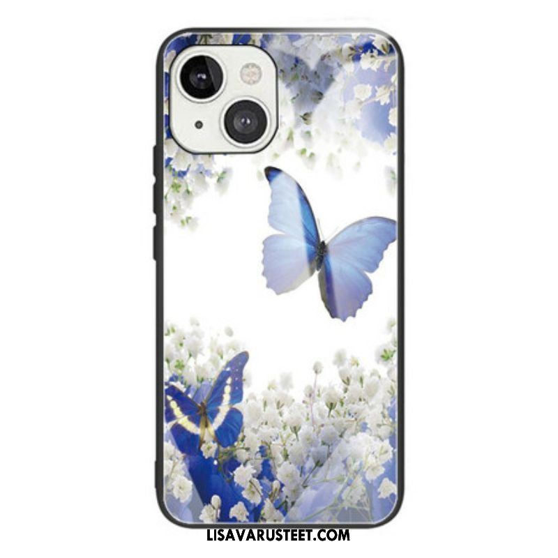 Kuori iPhone 13 Mini Butterflies Design Karkaistu Lasi