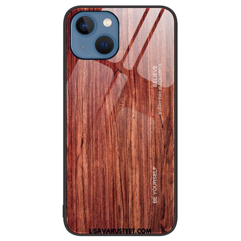 Kuori iPhone 15 Plus Tempered Glass Wood Design